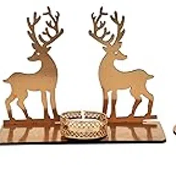 Pride Store Shadow Tealight Candle Holder for Home Decor, Candle Diya, Christmas, Festival Decoration 3.5 Hour Burning Time Deer Tree Santa Tealight Candle Pack of 3 (Deer Santa Tree Tealight Candle)-image-7