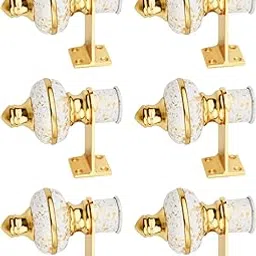 Stylish Curtain Hooks/Curtain Knobs/Rod Rail Bracket for Home White Gold Finish (6P, White Gold)-picture-60