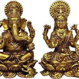 ESPLANADE Brass Laxmi Lakshmi Ganesh Ganesha Murti Idol Statue Sculpture - Set of 2 (1.4" Inches)-picture-29