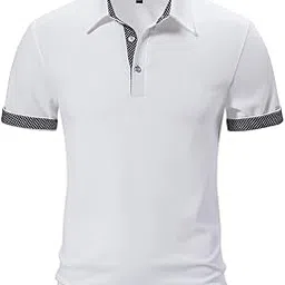 carl vinson Men Short Sleeve T Shirt with Color Lapel Collar Comfortable Fit-picture-37