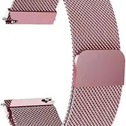 T TECLUSIVE Classic Magnetic Strap Band 20mm Compatible for Galaxy Watch 3 41mm | Galaxy Watch 42mm 4.2cm | Active 2 | Amazfit Bip | Adjustable Magnetic Metal Loop Band (Rose Gold)-image-6