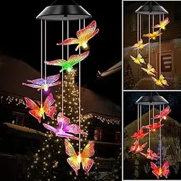GRACIOUS MART Solar-Powered Waterproof Wind Chimes, Color-Changing LED Lights for Stunning Indoor & Outdoor Decor in Multiple Shapes (BUTTERFLU)-image-11