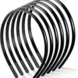 6 Pieces Black Plastic Plain Headbands With Teeth Comb - Halloween Skinny DIY Hair Bands for Women Girls-image-85