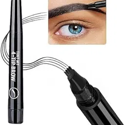 Browfill Eyebrow Pen with a 4 Micro-Fork Tip Applicator Creates Flawless Natural Looking Brows Based on Clear Eyebrow Microblading Pen Waterproof, Long-Lasting, Sweat Resistant, Stays on All Day (Black)-image-3