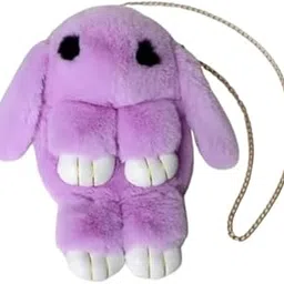 Soft Plush Rabbit Handbag with Chain, Fluffy Bunny Crossbody Bag for Girls, 15 x 18 cm-picture-53