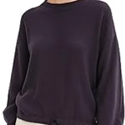 IsoLaine Navy Blue Korean Drawstring Hem Sweater-picture-44
