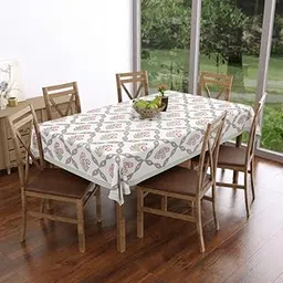 Texstylers Premium Cotton Block Print White Table Cloth 60x90 Inches | Handcrafted Dining Table Cover for 6 Seater | Elegant Rectangular Table Linen for Home & Parties, Pack of 1, Floral_22-image-21