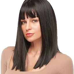 Samyak Synthetic Hair Wig For Women & Girls Medium Hair Length with Fringes Full Head Hair Wigs with 2 Wig Cap-picture-46