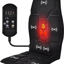 Portible Full Body Massage Mat Cushion Seat with 5 Vibrating Motors, 8 Modes & Heat Function – Back, Waist, Thigh Massager Pad for Car, Home Office Remote Control, Adjustable Settings Stress Relief-picture-18