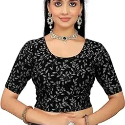 badger wins Women's Shimmer Crop Top Blouse with Round Neck, Half Sleeves, Streachable Readymade Blouse Choli-picture-24