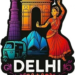 REGALOCASILA Delhi Souvenir Fridge Magnet 8 cm Laser Cut Engineered Wood Strong Magnetic Glossy India Gate Qutub Minar Lotus Temple Auto Rickshaw Dance Travel Collectible Kitchen Decor Made in India-image-2