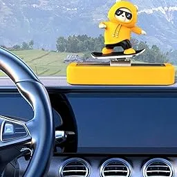 INOCEAN Skating Panda for Car Dashboard, Cute Yellow Bear Car Decor with Stable Base, Funny Moving Car Accessory, for All Ages, Vibrant Dashboard Ornament (Yellow)-picture-59
