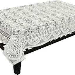 Kuber Industries Exclusive Table Cloth|Cotton Center Table Cover|Table Sheet for Dining, Party, Events|Finest Cotton & Washable|Indoor and Outdoor Use 60 x 40 (Cream) image 1