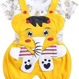 Mommy Club Baby Boy's & Baby Girl's Jumbo The Elephant Dungaree For 0-6Months Baby || Dress Clothes For Baby Boy And Baby Girl (Yellow, 0-9 Months)-picture-53