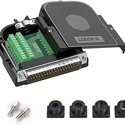 Jienk DB37 Solderless Male RS232 D-SUB Serial Adapters, 37 Pin Port Terminal Solderfree Breakout Board Connector with Case Long Bolts Tail Pipe-image-26