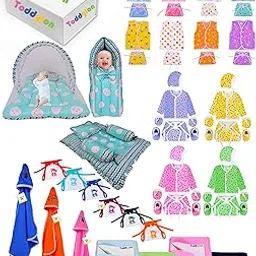 Toddylon 56 PCS Premium Newborn Baby Gift Set | Baby Shower Gift | All-in-One Infant Essentials Combo Kit with Soft Cotton Clothing, Mattress & More | Ideal for Baby Boys & Girls (0–6 Months) (Green)-picture-25