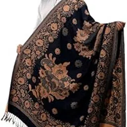 Women's Kashmiri Warm Woolen Heavy Embroidered Floral Design Shawl for Winters-image-0