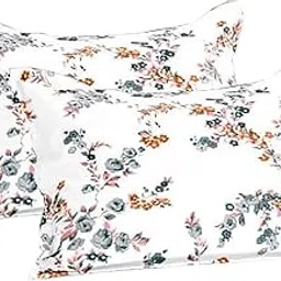 Trance Home Linen Floral 180 TC 100% Cotton Printed Pillow Covers | Pillow Cases | Set of 2 Piece Pillow Covers only |Large Size (20 X 30 inch, Nile Peach)-picture-37