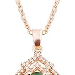styollo RoseGold Pendant Necklace American Diamond Jewellery Set For Women & Girls with Round Crystal Cubic Zirconias | Stylish Charm Pendants For Girls Gift, Valentine, Birthday-Pack of 1-picture-18