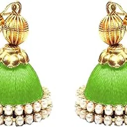 harshanvikaboutique Handcrafted Designer Wear Silk Thread Fashion Jhumki Earring Color-picture-23