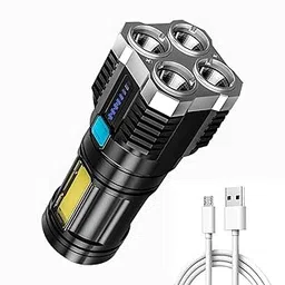 Professional 4-in-1 LED Flashlight, IP65 Waterproof, Rechargeable USB-C Torch with COB Mode, High Power Multi-Mode Tactical Light for Outdoor, Emergency-picture-29