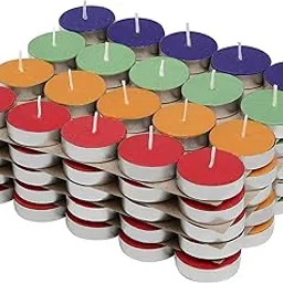 Ein Sof Set of 100 pcs Tea Lights Candles for Home Décor – 2 3 hrs of Burning Time Multi Non Scented Wax Tealight with Long Wick, Candle Light Dinner Birthday Decoration & Bedroom Diffuser t Lamp-image-2
