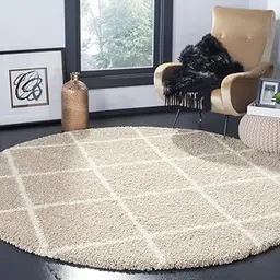 Rentoor_Carpet Soft Modern Shaggy Round Carpet for Living Room, Round Carpet Comfy for Bedroom, Home Decorate Floor Kids Playing Mat (Beige Box 3x3 Feet)-image-61