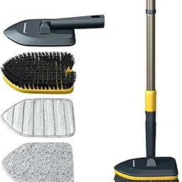 Cleaning Brush with Wiper Upgraded 3 in 1 Tiles Brush Bathroom Brush with Long Handle Duster-image-67