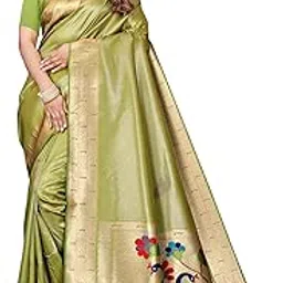Women’s Kanjivaram Soft Lichi Silk Saree with Beautiful Paithani Rich Pallu | Design Work Zari Woven Kanjivaram Silk Style Saree With Soft Lichi Silk Blouse-image-33