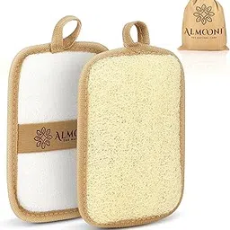 Almooni Premium Egyptian Exfoliating Loofah Pad Body Scrubber - Rectangular loofa Shape - Made with Natural Egyptian Shower lufa Sponge That Gets You Clean, Not Just Spreading Soap (2 Pack)-picture-20