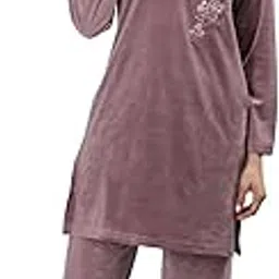 duchess Women's Supersoft Velvet Printed Nightsuit for Winter wear-picture-31