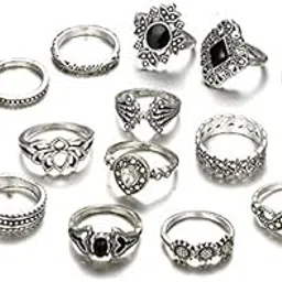 rvm jewels oxidised rings combo Combo of 15 Boho Midi Finger Ring Set Of Silver Plated Rings for Girls and Women Silver-picture-28
