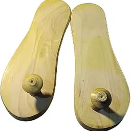 wooden cave Plain Wooden Khadau Chappal for Men & Women | Natural Wood Paduka Slippers for Pooja, Mandir & Spiritual Use | Handmade Traditional Footwear (Size: 10 Inch)-picture-44