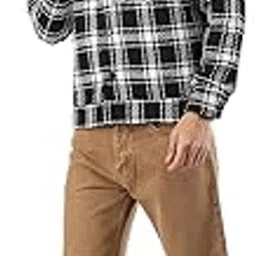 chkokko Men's Tweed Winter Shacket Stylish Flannel Plaid Standard Length Jacket Shirt-picture-32