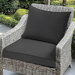 Fabuday Outdoor Chair Cushions Set - 24 x 24 Inch Waterproof & Fade Resistant Patio Furniture with Removable Cover Deep Seat & Back Pillow with Ties Replacement for Sunbrella Outside Sofa Couch Gray-picture-34
