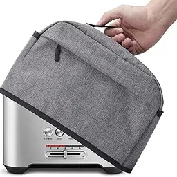 BGD 2 Slice Toaster Cover with Zipper & Open Pockets Kitchen Small Appliance Cover with Handle, Dust and Fingerprint Protection, Machine Washable, Grey-image-0