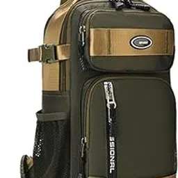 spiffy SMALL Size Army Green Waterproof Polyester Crossbody Sling Bag, Anti Theft Chest Backpack for Men & Women, College Bag, Shoulder Travel Bagpack for Outdoor Work, Hiking-picture-27