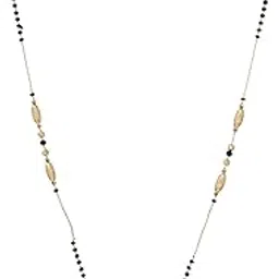 meira jewellery Stylish Gold-Plated Mangalsutra Necklace with AD Stone Studded Modern Pendant, Ethnic Traditional Black Beaded Contemporary Fashion Tanmani Chain Jewellery Gift for Women and Brides-03-picture-21