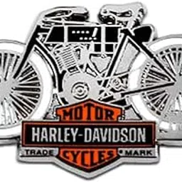 Harley-Davidson 1.5" Vintage Metal Motorcycle Badge Lapel Pin Badge Antique Silver 1.5"-image-5