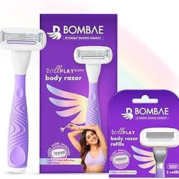 Bombae Rollplay Glow Body Razor for Women and Cartridges Pack of 2 | Hair Removal for Women | For Hands, Legs, Bikini and Underarms-picture-37