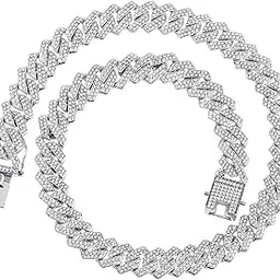 zivom Cubic Zirconia Silver Alloy Anti Tarnish Cuban Miami Hip Hop Iced Out Chain For Men-picture-38