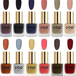 Volo Velvet Dull Matte Bold Colors Nail Polish Combo in Wholesale Rate(Chocolate Brown, Black, Russian Navy Blue, Light Peach, Sand Nude, Nude, Metallic Coral 96 ml) Pack of 12-image-66