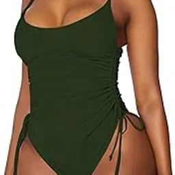 viottiset Women's Ruched High Cut One Piece Swimsuit Tummy Control Bathing Suit Monokini-picture-11