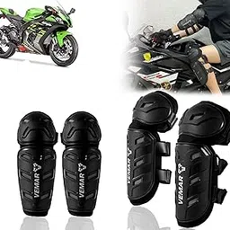 Auto Pearl Motorcycle Knee Shin Guards Elbow Pads, 4 in 1 Monstor Style Knee Shin Safe Protection Armor for Moto Cycling Racing compatible with Ninja ZX 14 R (Black, 4Pcs)-picture-13