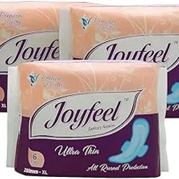 Joyfeel Ultra-Thin Sanitary Napkins for Women – XL Size Pads with Cottony Soft Texture & Leak-Proof Overnight Protection | Pack of 3 (6 Pads per Pack)-image-45