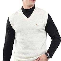 monte carlo Men's Regular Fit Sweater | Self Design Pattern | Pull-On Closure with Sleeveless V Neck | Textured Knit Vest for Men-picture-13