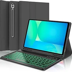 Keyboard Case for Samsung Galaxy Tab S10 FE 10.9 Inches, S7/ S8/ S9/ S9 FE 11" Smart Backlit Case Keyboard with Pen Holder (Black)-picture-27
