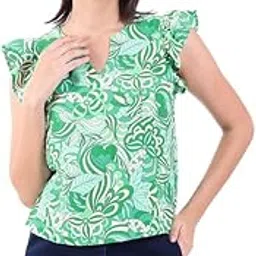 rianu Printed Ruffled Sleeves Top | Printed Cap Sleeve Women's Casual Wear Tops-picture-55
