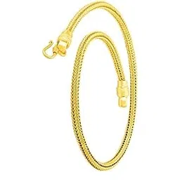 Yellow Plain Chimes Chain for Men Golden Chain for Boys Classic Stainless Steel Flat Curb Neck Chain for Men and Boys-image-3