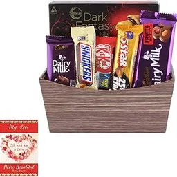 SFU E Com Chocolate Combo With Handmade Basket Hamper | Valentine Chocolate With Love Greeting Card | Valentine Chocolate Hamper | 876-image-64